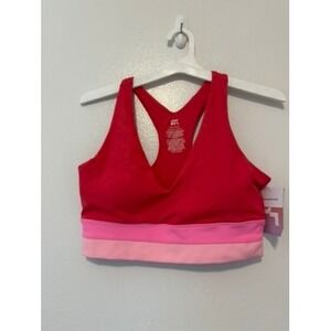JoyLab Women Azalea Pink Red Colorblock Racerback Sports Bra Large